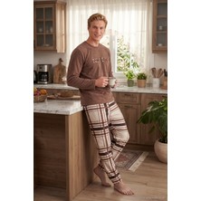 Buratti Çizgili Yumuşak Dokulu Bisiklet Yaka Polar Pijama Takımı Erkek Pijama Takımı 6097066