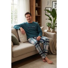 Buratti Çizgili Yumuşak Dokulu Bisiklet Yaka Polar Pijama Takımı Erkek Pijama Takımı 6097066