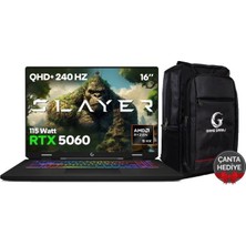 Game Garaj Slayer R9M-5060 C6 Amd R9 8940HX 32GB Ram 1tb SSD RTX5060 16" 240Hz Qhd+ IPS Freedos Gaming Laptop