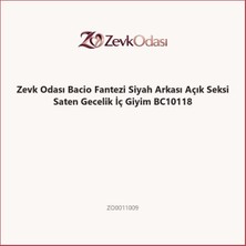 Zevk Odası Bacio Fantezi Siyah Arkası Açık Seksi Saten Gecelik Iç Giyim BC10118