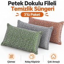 Akalın Professional Cleaning Products Fileli Petek Dokulu Telli Mikrofiber Mutfak Temizlik Süngeri 3 Adet Güçlü Köpüren