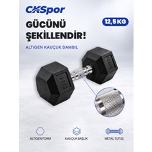 Ckspor 12,5 kg Altıgen Kauçuk Dambıl Hex Dumbbell Fitness Kuvvet Antrenmanı Ağırlığı