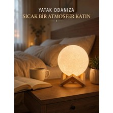 Elvasta Dmtk- Eldm- Elva- Dekoratif 3D Ay Işığı Masa Lambası Hediyelik Atmosfer Aydınlatması El Tk