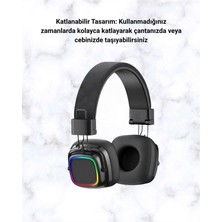 Bin1çeşit Bluetooth 5.3 Rainbow Işıklı Kulak Üstü Kablosuz Kulaklık