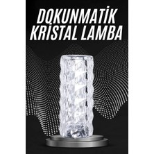 Elvasta Dmtk- Eldm- Elva- Kristal Lamba Masa Lambası Şarjlı Masa Lambası Dokunmatik Sensör USB Şarjlı