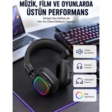 Bin1çeşit Rgb Işıklı Katlanabilir Bluetooth 5.3 Kulak Üstü Kulaklık