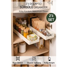 Ironika 2'li Kendinden Bantlı Sürgülü Raylı Çok Amaçlı Dolap Içi Organizer Banyo Mutfak Düzenleyici 13X34 cm