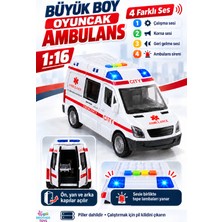 Brother Toys Büyük Boy Işıklı Müzikli Ambulans Arka, Ön ve Yan Kapısı Açılır 1:16 Ölçek