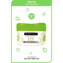 Morfose Biotin Saç Maskesi 500 ml – Keratin ve Vitamin İçerikli, Yıpranmış Saçları Onaran ve Canlandıran, Günlük Kullanıma Uygun