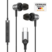 Woyax Mikrofonlu Kablolu Kulak Içi Type-C Kulaklık Silikonlu Mıknatıslı Güçlü Bass iPhone Android Telefon Tablet Laptop Uyumlu