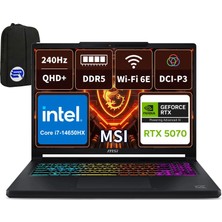 MSI Msı Crosshair 16 Hx E14WGK-047XTREP5 I7-14650HX 24GBRAM 512GBSSD 16'' Qhd+ 240Hz Windows 11 Pro + Elektropasaj Çanta