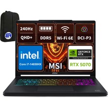 MSI Msı Crosshair 16 Hx E14WGK-047XTREP9 I7-14650HX 32GBRAM 512GBSSD 16'' Qhd+ 240Hz Windows 11 Pro + Elektropasaj Çanta