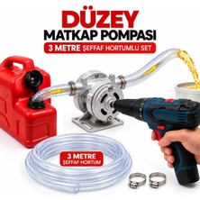 Düzey Matkap Pompası Kırmızı 3 Metre Hortumlu Set Mazot Su Aktarma
