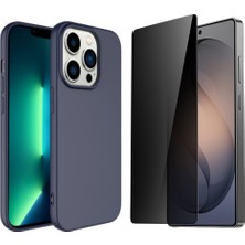 Tekno Grup Iphone 14 Pro Max Kılıf Içi Kadife Yumuşak Lansman Kılıf-Lacivert + Hayalet Ekran Koruyucu