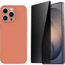 Tekno Grup Iphone 13 Pro Kılıf Içi Kadife Yumuşak Lansman Kılıf-Turuncu + Hayalet Ekran Koruyucu