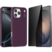 Tekno Grup Iphone 17 Pro Kılıf Içi Kadife Yumuşak Lansman Kılıf-Koyu Mor + Hayalet Ekran Koruyucu