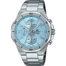 Casio EFV-640D-2BVUDF Edifice Quartz Çelik Gri Mavi Kadran 10 Atm 44 mm Erkek Kol Saati
