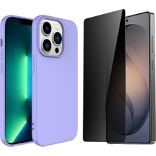 Tekno Grup Iphone 14 Pro Max Kılıf Içi Kadife Yumuşak Lansman Kılıf-Lila + Hayalet Ekran Koruyucu