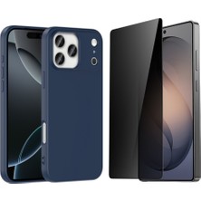 Tekno Grup Iphone 17 Pro Kılıf Içi Kadife Yumuşak Lansman Kılıf-Lacivert + Hayalet Ekran Koruyucu