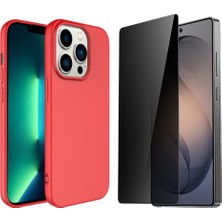 Tekno Grup Iphone 14 Pro Max Kılıf Içi Kadife Yumuşak Lansman Kılıf-Kırmızı + Hayalet Ekran Koruyucu