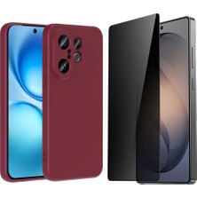 Tekno Grup Vivo X200 Fe 5g Kılıf Içi Kadife Yumuşak Lansman Kılıf-Koyu Mor + Hayalet Ekran Koruyucu