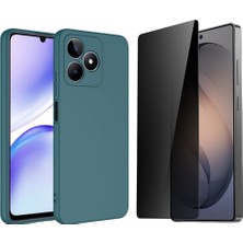Tekno Grup Realme C53 Kılıf  Içi Kadife Yumuşak Lansman Kılıf-Koyu Yeşil + Hayalet Ekran Koruyucu