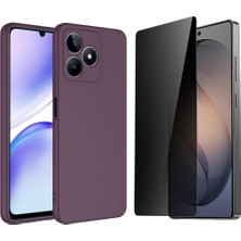 Tekno Grup Realme C53 Kılıf  Içi Kadife Yumuşak Lansman Kılıf-Koyu Mor + Hayalet Ekran Koruyucu