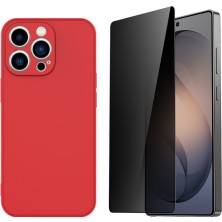 Tekno Grup Iphone 13 Pro Kılıf Içi Kadife Yumuşak Lansman Kılıf-Kırmızı + Hayalet Ekran Koruyucu