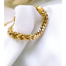 Tokacım Çelik Kalın Zincir Gold Bileklik