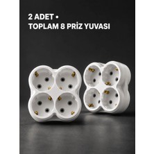 Global Duvar Tipi 4 Çıkışlı Priz Çoğaltıcı Kablosuz Kompakt Tasarım 2 Adet