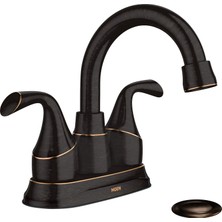 1001 84115BRB 84115 Idora Iki Saplı Centerset Banyo Lavabo Bataryası Drenaj Montajlı, Akdeniz Bronz