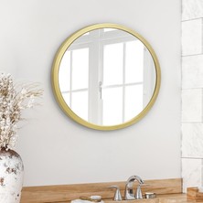 1001 50,8 cm Çerçeveli Yuvarlak Altın Ayna - Banyo, Yatak Odası, Antre, Oturma Odası Için Büyük Daire Aynası - Duvar Dekoru Için Büyük Dairesel Modern Ayna