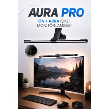 1001 Aura-Pro Kablosuz Kumandalı Monitör Işığı ve Lambası, Ön-Arka Işıklandırmalı Renk Ayarlı USB Ekran Lambası, Pc Monitör Aydınlatma Çubuğu [enerji Sınıfı A]