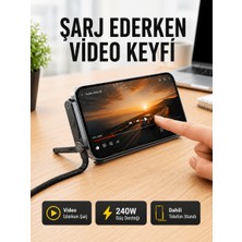 Global Katlanabilir Telefon Standlı 240W Type-C Hızlı Şarj Kablosu