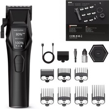 1001 Saç Kesme Makinesi Şarjlı Tıraş Makinesi, Erkek Bakım Seti - 8000 Rpm Kablosuz Şarj Tabanı Berber Kuaför Tipi, 8 Kılavuz Taraklı, LCD Ekran, Type-C (Garanti)