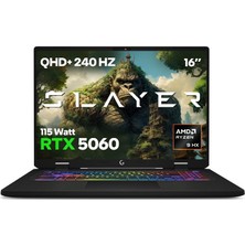 1001 Slayer R9M-5060 C7 Amd R9 8940HX 16GB Ram 1tb SSD RTX5060 16" 240Hz Qhd+ IPS Freedos Gaming Laptop