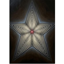 Karizma Tablo Çizgili Optik Yıldız Geometrik Tablosu Dekoratif Kanvas - Mdf Ahşap Tablo