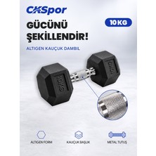 Ckspor 10 kg Altıgen Kauçuk Dambıl Hex Dumbbell Fitness Kuvvet Antrenmanı Ağırlığı