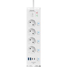 1001 Akım Korumalı Priz, 4x Fiş Soketi, 2x USB Girişi, 2x Type-C Girişi, 20W Pd Hızlı Şarj, Isıya Dayanıklı Yapı, 2 Metre Kablo Uzunluğu, Aşırı Gerilim Koruyucu, Açma/kapama Tuşu (230V/16A/1050J)