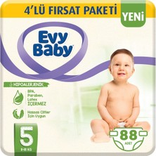 1001 Evy Babyi 5 Beden Junior 88 Adet Hipoalerjenik Bebek Bezi, 5 Beden, 88 Adet