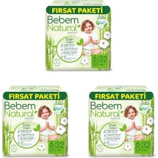 1001 Natural 6 Beden Xlarge Fırsat Paketi Bebek Bezi (1 x 32 Adet) (3 Paketi)