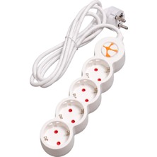 1001 Tunçmatik Powerstrip 4 / Dörtlü Anahtarlı Grup Priz 3mt