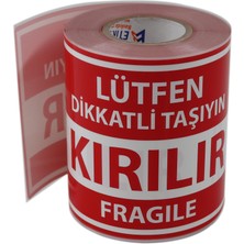 1001 Kırılır Etiketi Büyük Boy Kuşe, Fragile Label Yapışkanlı Etiket 100X150MM Ruloda 250 Adet Sticker, Koli Için Çıkartma Güvenlik Etiketi, Dikkat Kırılır Uyarı Etiketi, Paketleme