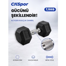 Ckspor 7,5 kg Altıgen Kauçuk Dambıl Hex Dumbbell Fitness Kuvvet Antrenmanı Ağırlığı