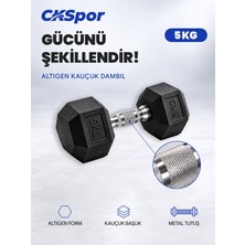 Ckspor 5 kg Altıgen Kauçuk Dambıl Hex Dumbbell Fitness Kuvvet Antrenmanı Ağırlığı