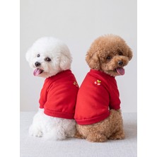Kemique Kiki Kiraz Detaylı Kırmızı Köpek Polar Sweatshirt
