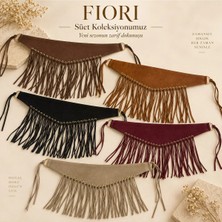 Fiori Kadın Süet Püsküllü Korse Kemer - Western Boho Tarz Arkadan Ip Bağlamalı Bel Kemeri