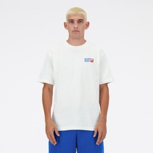 New Balance Lifestyle Erkek Beyaz T-Shirt.100