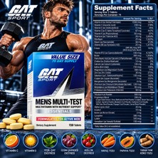 Gat Sport Men's Multivitamin + Test Booster & Tribulus & Çinko & Magnezyum 150 Tablet