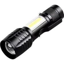 Hace Bazaar WS-5454 Taktik El Feneri USB Şarj Edilebilir Kamp Feneri Cob Zumlanabilir Mini Taşınabilir El Fen